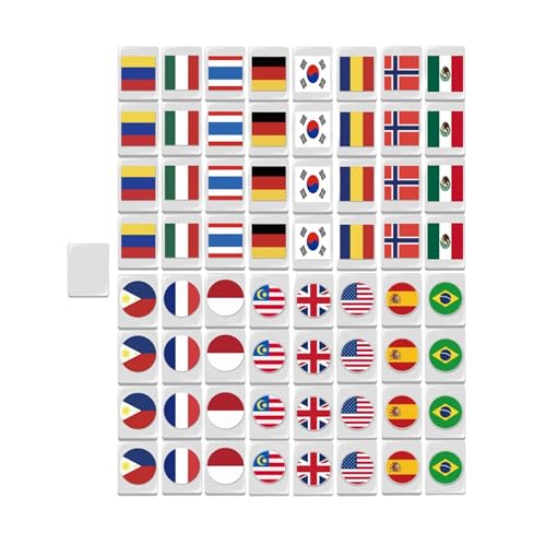Mahjong Spielset | Mahjong Spiel Strategiespiel | MAh Jong Nationalflaggen-Design, 64 Mahjong-Fliesen, tragbares Spielset für Kinder und Erwachsene Mahjong Spielset | Mahjong Spiel Strategiespiel | MAh Jong Nationalflaggen-Design, 64 Mahjong-Fliesen, tragbares Spielset für Kinder und Erwachsene von Generisch