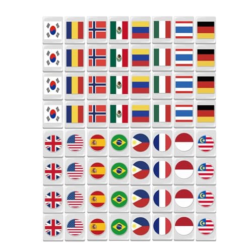 Mahjong Spielset Mahjong Spielset | 65 Teile Fliesenspiele mit Motiv Flagge, Spielset Mahjong Fliesenspiele mit Flaggenmuster, Brettspiele für von Generisch
