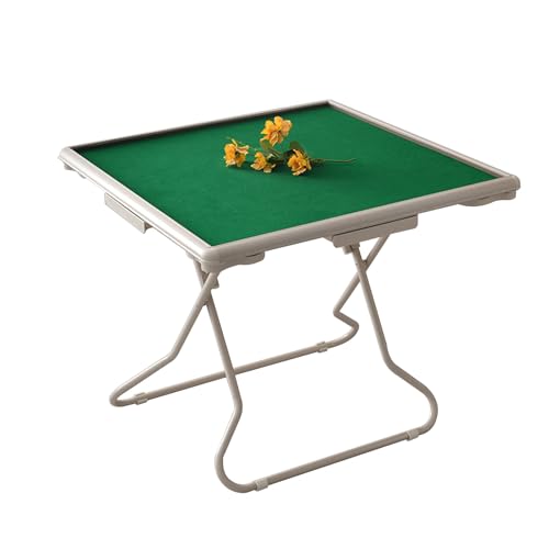 Mahjong Tisch, Faltbarer Kartentisch mit Schubladen und Getränkehaltern, PVC-Oberfläche, verschleißfester Desktop, ideal für Spiele und Versammlungen von Generisch