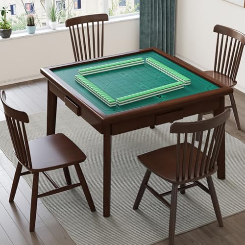 Mahjong Tisch Holz Multifunktionskartentisch mit 4 Schubladen für Domino, Poker, Puzzles - 87,6 cm quadratischer Spieltisch von Generisch
