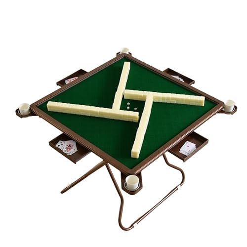 Mahjong Tisch zusammenklappbar für 4 Spieler, tragbarer Brettspieltisch mit Getränkehaltern und Chip-Tabletts – ideal für Majiang, Poker, Blackjack von Generisch