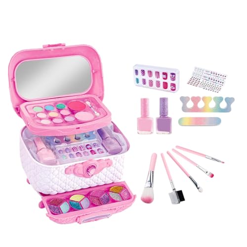 Make-up-Set für Mädchen, Kinder-Make-up-Set, Mädchen-Make-up-Set waschbar, Prinzessinnen-Puppen, Anziehspielzeug, niedliches -Kosmetik-Set, Nagelkunst-Zubehör für Kinder, Teenager, Mädchen, A Make-up-Set für Mädchen, Kinder-Make-up-Set, Mädchen-Make-up-Set waschbar, Prinzessinnen-Puppen, Anziehspielzeug, niedliches -Kosmetik-Set, Nagelkunst-Zubehör für Kinder, Teenager, Mädchen, A von Generisch