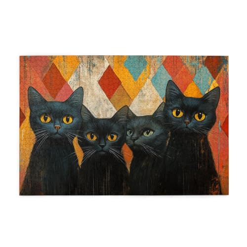 Malen Sie vier schwarze Katzen, 1000 Teile Puzzles für Erwachsene, Holzpuzzles für Erwachsene, Geschenke, Heimdekoration Malen Sie vier schwarze Katzen, 1000 Teile Puzzles für Erwachsene, Holzpuzzles für Erwachsene, Geschenke, Heimdekoration von Generisch