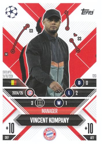 Manager Vincent Kompany Trainer Bayern +10 +10 CL 2024-25 Topps Fußball Sammelkarte 120 von Generisch