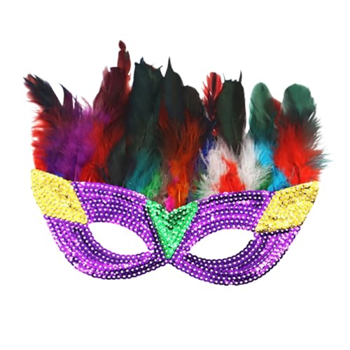 Mardi Gra Maske, Karnevals-Outfit für Damen, Kostüme, Federn, Brillen, bunter Ball, Party-Zubehör, Karneval 2024 von Generisch
