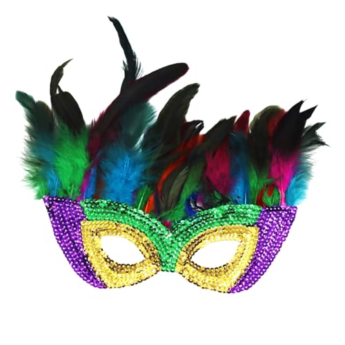Mardi Gras Gesichtsmasken für Erwachsene, bunte Brillen, Federn, Masken für Maskerade, Ball, Party-Dekorationen, Outfit von Generisch