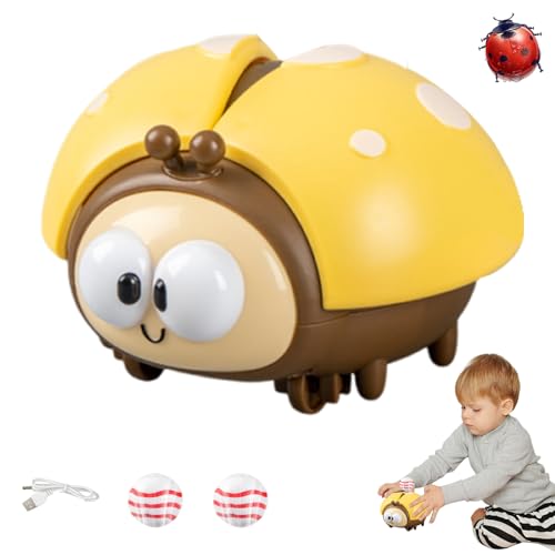 Marienkäfer-Hängeballspielzeug für Kinder, Fliegender Ball für Kinder, Marienkäfer-USB-Ball-Schwimmspielzeug, Lustige Ballblasmaschine, Sensorisches Spiel für Zuhause, Kindergarten, Vorschule, Gelb von Generisch