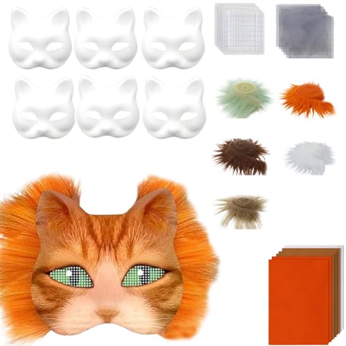 Maske Bastelset 6 Stück Leere Katzenmasken mit Kunstpelz Augennetz und Filztuch Komplettset zum Gestalten für Cosplay Karneval Halloween Maskenball Kostüm Accessoires Kreativprojekte Maske Bastelset 6 Stück Leere Katzenmasken mit Kunstpelz Augennetz und Filztuch Komplettset zum Gestalten für Cosplay Karneval Halloween Maskenball Kostüm Accessoires Kreativprojekte von Generisch