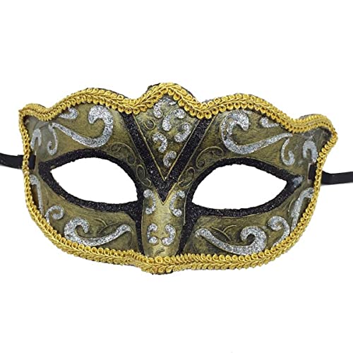 Maskerade Lace Painted Antique Mysterious Half Face Cosplay Masken Gold Maske Horror Kopfbedeckung für Halloween Karneval Kostüm Party Requisiten von Generisch