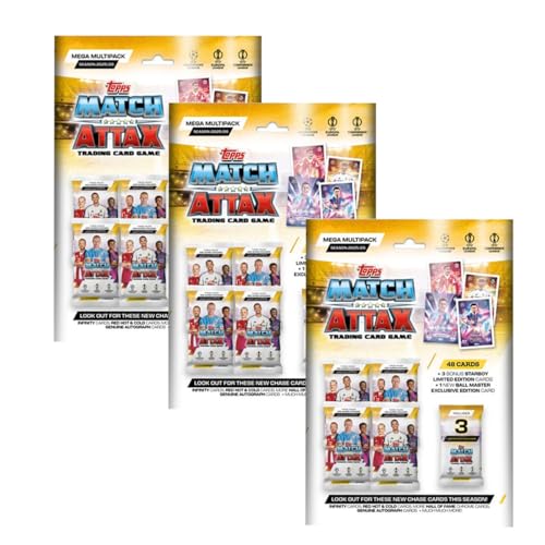 Match Attax CL 2025/26 Trading Cards Bundle | 3X Mega Multipack | 52 Sammelkarten | 3 Limitierte Karten + 1 Exklusive Masterclass Karte | Fußball Trading Cards | Neu & OVP von Generisch