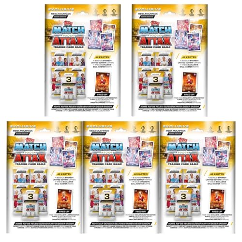 Match Attax CL 2025/26 Trading Cards Bundle | 5X Exclusive Mega Multipack | 48 Karten | 3 Starboy Limited Edition + 1 Ball Master Karte | Fußball Trading Cards | Neu & OVP von Generisch