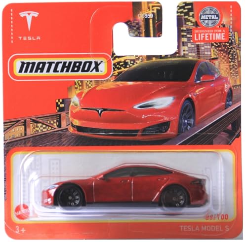 Matchbox Tesla Model S E-KFZ Spielzeugauto Rot 2023 89/100 HVN70 von Generisch