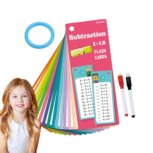 Mathe-Lernkarten, Mathe-Flash-Kartenspiel - Mathe-Lernspiele mit Ring,Must-Haves für das Homeschool-Klassenzimmer, Bildungs-Lernaktivitäten, Mathe-Spielzeug für und Mädchen von Generisch