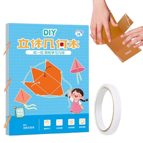 Mathematik Geometrie Buch,Ziehband 3D-Geometrie-Lernbuch - Pädagogisches Spielzeug Räumliches Denken Für Kinder Klassenraum Anfänger Reise & Gruppenlernen Homeschool von Generisch