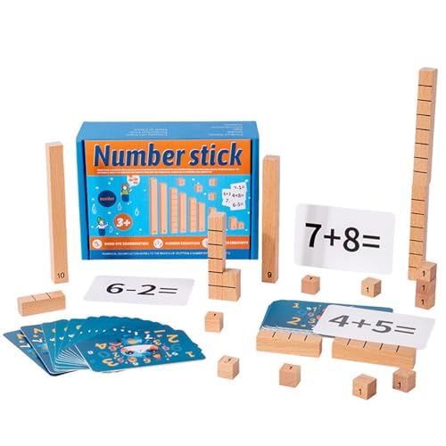 Mathematikmanipulative 1. Klasse, Zählblöcke | Geruchslose Mathematikwürfel Holznummer Bausteine ​​,Brettspiele, Bildungsbedarf für Kleinkind, Kinder im Vorschulalter, und Mädchen von Generisch