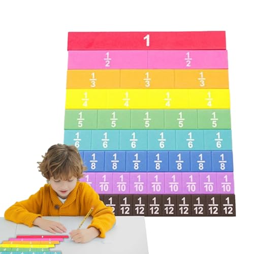 Mathematikunterrichtsfraktionsstreifen, Fraktionsunterrichtskacheln - Mathematik -Lernfraktion lehren Fliesen bunt - Verbesserung der feinmotorischen Fähigkeiten Vorschulkinder Home Education Activity von Generisch
