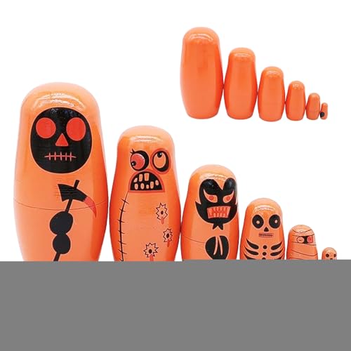 Matrjoschka Puppe - 6 Stück Holz Halloween Puppen,Zimmerdekoration Für Mädchen Jugendliche Töchter Familie Freunde von Generisch