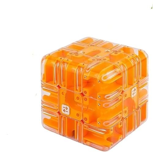 Maze Cube,Large Labyrinth 3D Maze Cube - Engaging Brain Teaser Toy, Cultivate Logical Thinking,Marble Magic 3x3 Challenge Mazes Ball for Stress Relief, for Kids Teens Adults (Orange) von Generisch