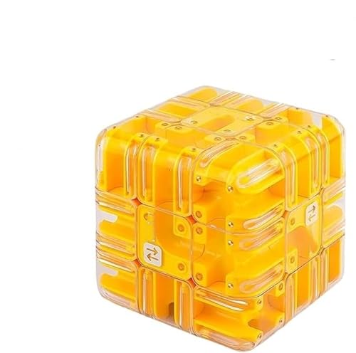 Maze Cube,Large Labyrinth 3D Maze Cube - Engaging Brain Teaser Toy, Cultivate Logical Thinking,Marble Magic 3x3 Challenge Mazes Ball for Stress Relief, for Kids Teens Adults (Yellow) von Generisch