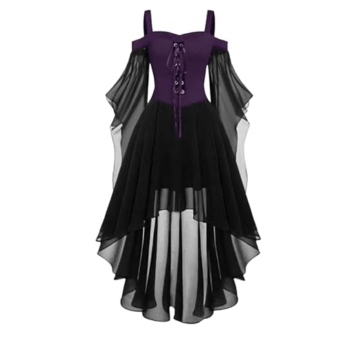 Medieval Gothic Dress Damen,Vintage Victorian Gebunden Taille Kleid mit Kapuze, Halloween Kostüm Damen,Renaissance Party Festlich Cosplay Dress Trompetenärmel Medieval Gothic Dress Damen,Vintage Victorian Gebunden Taille Kleid mit Kapuze, Halloween Kostüm Damen,Renaissance Party Festlich Cosplay Dress Trompetenärmel von Generisch