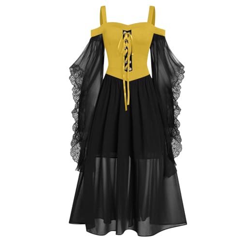 Medieval Gothic Dress Damen,Vintage Victorian Gebunden Taille Kleid mit Kapuze, Halloween Kostüm Damen für Cosplay Medieval Gothic Dress Damen,Vintage Victorian Gebunden Taille Kleid mit Kapuze, Halloween Kostüm Damen für Cosplay von Generisch