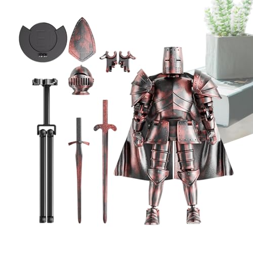 Medieval Knight Action Figure, Multi-Jointed, Pp Flexible, Movable Figurine Knight, Collectible Dining Table Decor 360° Rotating Head, Tabletop Display Model, 5.51x5.2 Inches von Generisch