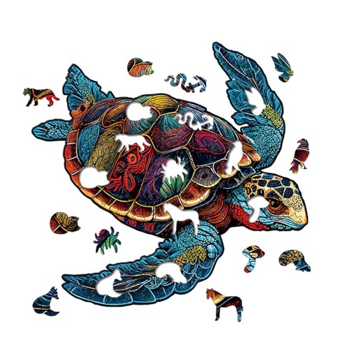 Meeresschildkröten -Holz - - Detailliertes Tiersäge, einzigartiges Ozeanthema - | Helles, unregelmäßiges Formpuzzle für Erwachsene, Turtle Challenge -Spiel für die Entspannung der Fami von Generisch