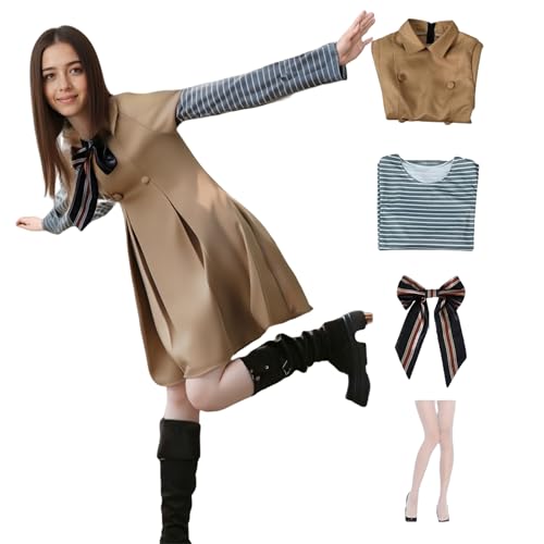 Megan Kostüm für Erwachsene, Cosplay, Horrorfilm, Cosplay-Outfit, Uniform-Kleid mit Fliege für Halloween (KHAKI1, S) von Generisch