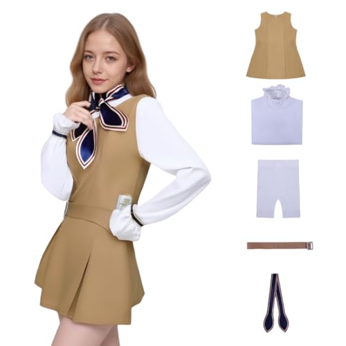 Megan Kostüm für Erwachsene, Cosplay, Horrorfilm, Cosplay-Outfit, Uniform-Kleid mit Fliege für Halloween (KHAKI2, M) von Generisch