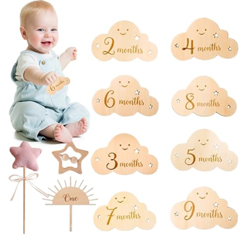 Meilensteine Babykarten | Holz Marker Scheiben Wolke Monatliche Meilensteine - Baby Fotografie Requisiten, Exquisite Baby Wachstumskarten für Kindertag, Ostern, Geburtstag Meilensteine Babykarten | Holz Marker Scheiben Wolke Monatliche Meilensteine - Baby Fotografie Requisiten, Exquisite Baby Wachstumskarten für Kindertag, Ostern, Geburtstag von Generisch