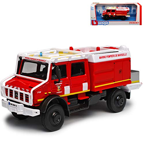 Mercedes-B Unimog U5000 Feuerwehr Rot Marseille 1/50 Burago Modell Auto von Generisch