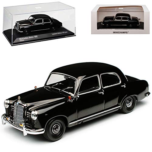 Generisch Mercedes-B 180 W120 Kleiner Ponton Limousine Schwarz 1953-1962 1/43 Minichamps Maxichamps Modell Auto mit individiuellem Wunschkennzeichen von Generisch