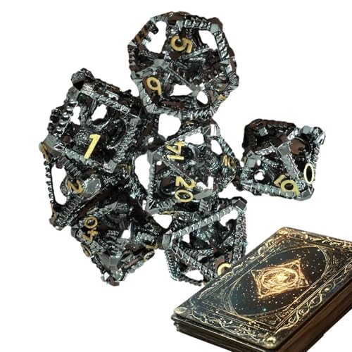 Metal Hohlwürfel Set, Cool Dice Set,Steampunk Polyedral Dice Games Set - Creative Metal Family Treffen RPG Accessoires für Rollenspiele Nacht Nacht von Generisch