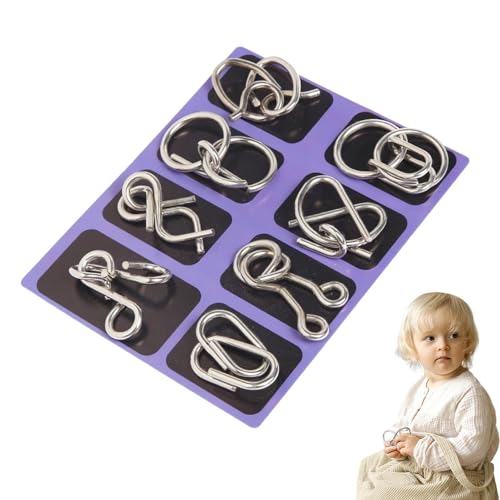 Metall-IQ-Puzzle-Set | 8-teiliges Mind Logic IQ-Spiel-Testspielzeug | Iron Link Unlock Interlock Spiel Brain Teaser Smooth Metal Wire Puzzle für Partybevorzugung Kinder Erwachsene Herausforderung von Generisch