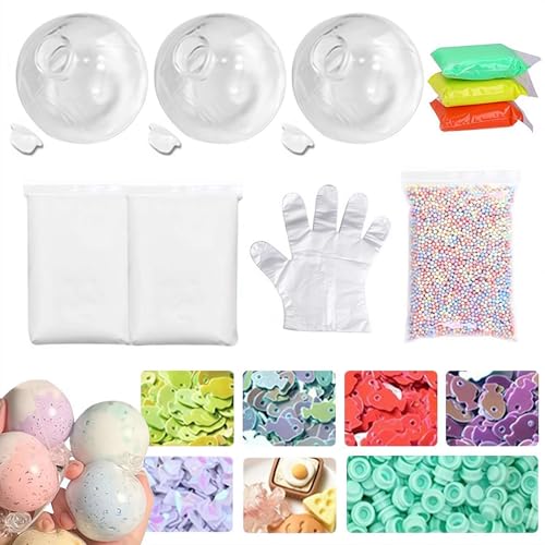 Milky Blank Skins Leerer Stressball DIY Kit, 2025 Neues Leeres Druckball-Haut-Bausatz zum Selbermachen, Vakuum Squeeze DIY Clear Stress Ball Making Kit, DIY Material für sensorischen und Stressabbau von Generisch