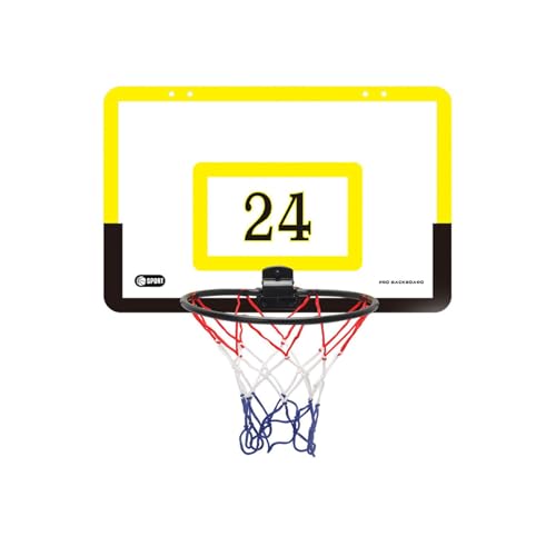 Min-i-Basketballständer Für Die Innentür - Schlagfreier Basketballständer Zur Wandmontage Mit Basketball Und Pumpe, PVC-Basketballbrett, Geeignet Für Spiele Im Innenbereich - Gelb von Generisch