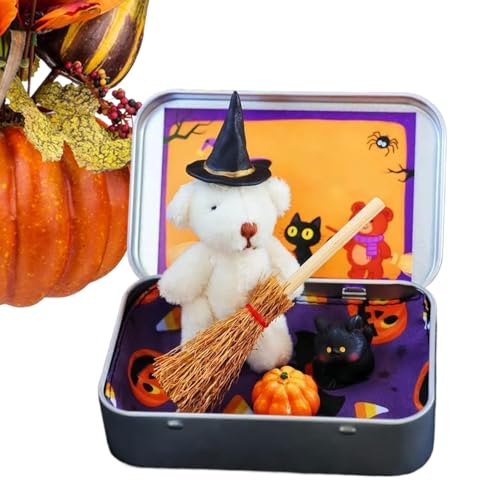 Mini Bär im Karton Halloween - Plüsch Hexenbär Halloween Box,Zauberhaftes Deko Spielzeug Für Schreibtisch Wohnzimmer Mini Bär im Karton Halloween - Plüsch Hexenbär Halloween Box,Zauberhaftes Deko Spielzeug Für Schreibtisch Wohnzimmer von Generisch