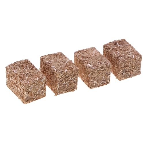 Mini-Heuballen – Herbsternte-Mittelstück | 4 Stück Miniatur-Heuhaufen- | Miniatur-Figur gefälschtes Heu | dekorativer Strohballen, Miniatur-Heurick, Puppenhaus-Dekorationen für Bauernhof-Zubehör von Generisch