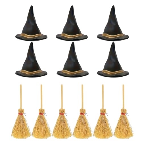 Mini Hexenhut | Mini Hexenhüte Und Besen - 1 Satz Miniatur Dekorationsbesen für Partys Hochzeiten Erwachsene Kleinkinder Kinder Puppenhaus Babymädchen Mini Hexenhut | Mini Hexenhüte Und Besen - 1 Satz Miniatur Dekorationsbesen für Partys Hochzeiten Erwachsene Kleinkinder Kinder Puppenhaus Babymädchen von Generisch