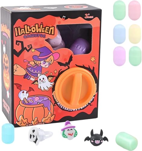 Mini Holiday Gashapon Maschine Halloween Thema Blind Box mit 6 Kapsel Gachapon Wiederverwendbare Weihnachten Halloween Dekoration (01) von Generisch