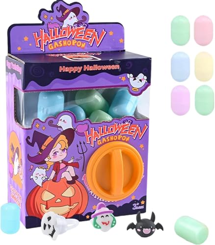 Mini Holiday Gashapon Maschine Halloween Thema Blind Box mit 6 Kapsel Gachapon Wiederverwendbare Weihnachten Halloween Dekoration (02) von Generisch