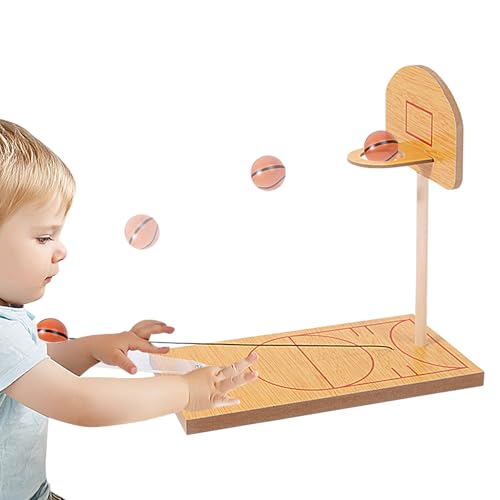 Mini Holz Basketball Hoop - Langlebige Tischplatten -Basketball -Set, Retro Style Toy | Einzigartige kompakte Indoor -Sport -Herausforderung für Jugendliche, Erwachsene, Kinder, Büroschreiber S von Generisch
