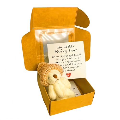Mini-Plüsch-Teddybär in Box, weiche, kleine Stoffpuppe, Mini-Plüschbär mit inspirierender Karte, Taschenbär-Umarmung in Einer Box für Verliebte, Geburtstag, Valentinstag (#White) von Generisch
