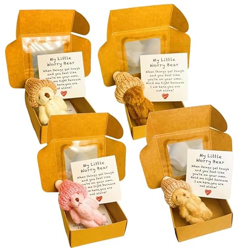 Mini Plüschbären Kleine, Teddybär Klein, Kleiner Bär in Einer Box, Handmand Emotional Support Crochet Bear Toys mit positiven Karten, für Freunde Familie Abschlussfeier (All) von Generisch