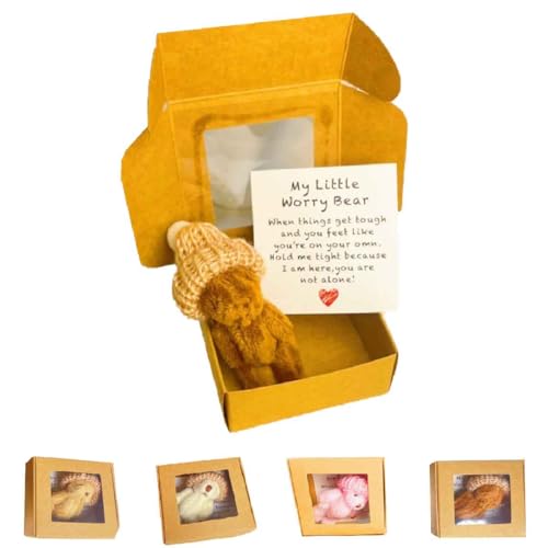 Mini Plüschbären Kleine,Kleiner Bär in Box,Taschenbär-Umarmung in Einer Box,Sorgenbär,Handmand Emotional Support Crochet Bear Toys mit positiven Karten,für Abschluss,Geburtstag,Valentinstag (Kaffee) Mini Plüschbären Kleine,Kleiner Bär in Box,Taschenbär-Umarmung in Einer Box,Sorgenbär,Handmand Emotional Support Crochet Bear Toys mit positiven Karten,für Abschluss,Geburtstag,Valentinstag (Kaffee) von Generisch