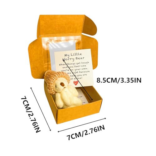 Mini Plush Bear in Box with Inspirational Card, handgefertigter Mini-Plüschbär in Box mit inspirierender Karte, gehäkelte kleine Bären, Positive Geschenke für Abschluss, Geburtstag (Weiß) von Generisch