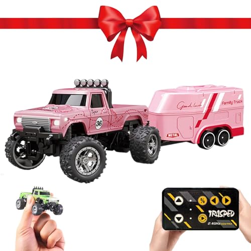 Mini RC Monster Truck, Mini Monster Trucks, 1/64 RC Car, Monsters Truck Remote Control Car with Lights (Pink) von Generisch