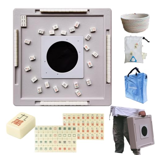 Mini-Reise-Mahjong-Set, 24 mm, 144 Fliesen, tragbarer Mahjong-Tisch, 1,8 kg, quadratisch, 4 Spieler, Blindbox, Spieltisch, chinesisches Ma Jong-Set mit blauer Tragetasche, Chips, Aufbewahrungstasche Mini-Reise-Mahjong-Set, 24 mm, 144 Fliesen, tragbarer Mahjong-Tisch, 1,8 kg, quadratisch, 4 Spieler, Blindbox, Spieltisch, chinesisches Ma Jong-Set mit blauer Tragetasche, Chips, Aufbewahrungstasche von Generisch