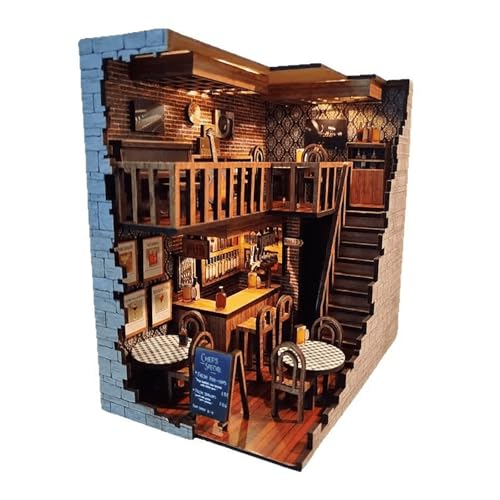 Miniatur-Baumodellbausatz für Erwachsene – DIY 3D Holz Architektur Haus | Kreatives Bücherregal Dekor & Sammlerstück Display | Bastelgeschenk für Hobbyisten, Männer & Frauen (B) von Generisch
