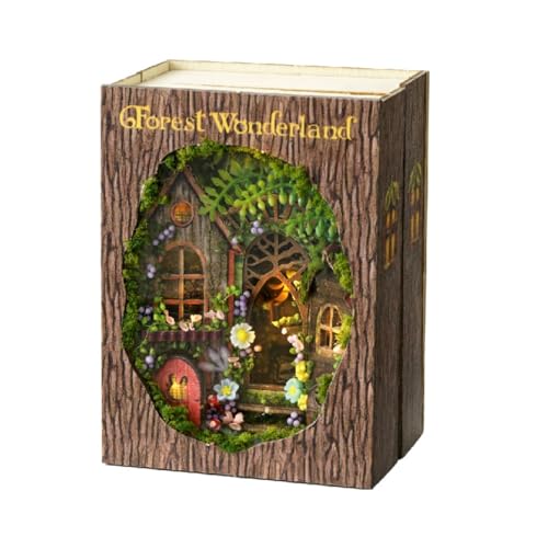 Miniatur-Baumodellbausatz für Erwachsene – DIY 3D Holz Architektur Haus | Kreatives Bücherregal Dekor & Sammlerstück Display | Bastelgeschenk für Hobbyisten, Männer & Frauen (H) von Generisch